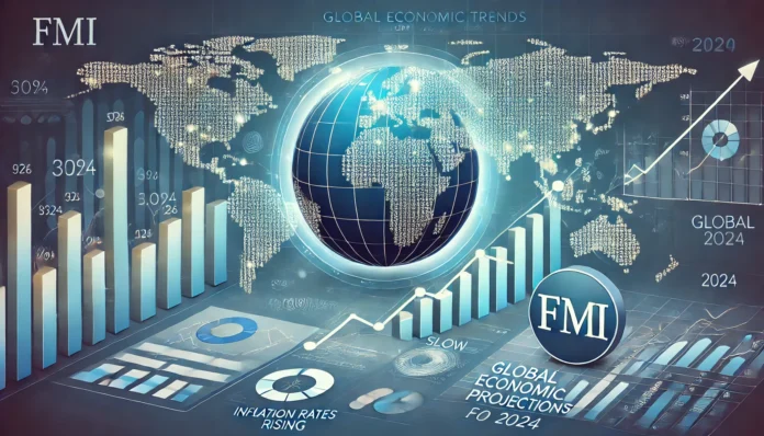 Gráfico que muestra las proyecciones del FMI sobre el crecimiento global y la inflación para el año 2024.